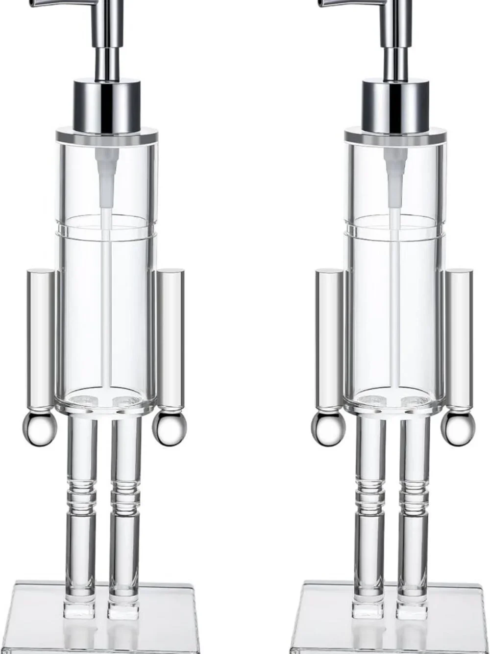 2 Pcs Christmas Soap Dispenser Set - Clear Acrylic Nutcracker Pump for Holiday
